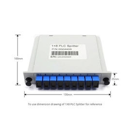 Single Mode Fiber Optic PLC Splitter 1x8 Kaset Kartu Jenis Sc / Upc Ringan